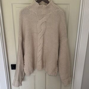 Zara Chunky Cable-Knit Cream Sweater